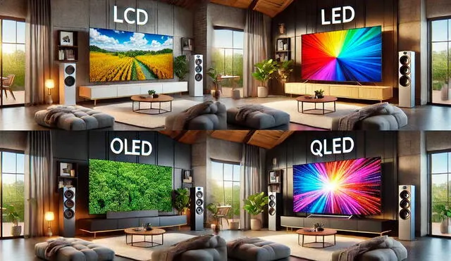 Te revelamos las principales diferentes entre los televisores LCD, LED, OLED y QLED. Foto: ChatGPT/La República