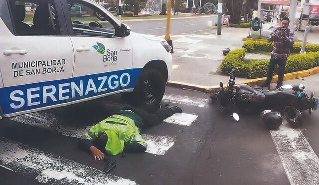 Momento en que el suboficial PNP Pablo Salazar cae herido. Difusión