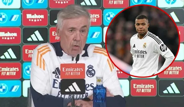 Carlo Ancelotti habló sobre Kylian Mbappé en la previa del partido entre Madrid y Getafe. Foto: composición Marca/AFP