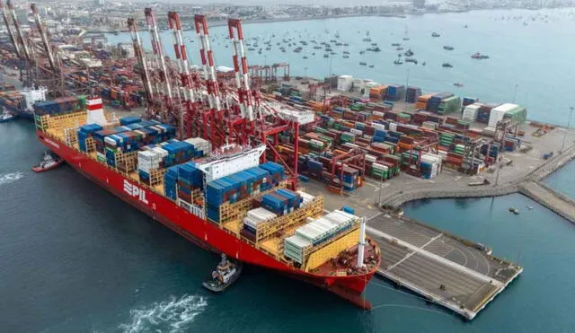 El buque Kota Eagle arribó al muelle sur del Puerto del Callao, luego de pasar por terminales portuarios de América. Foto: Andina