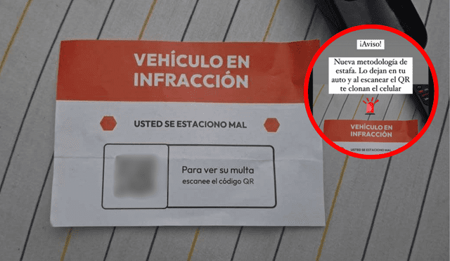 Falsos códigos QR colocados en los parabrisas de los autos. Foto: Composición LR | Captura | Difusión