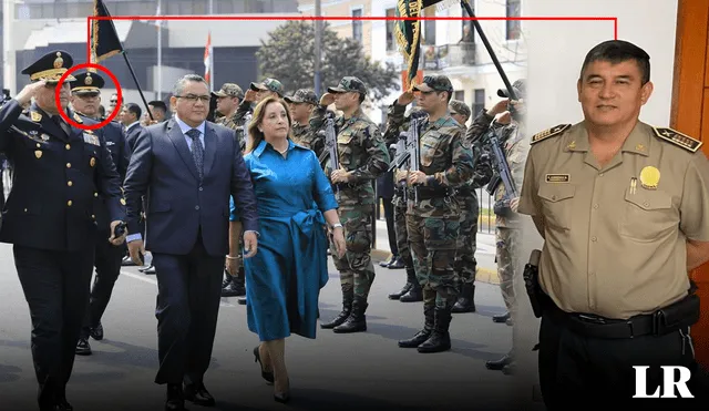 Afortunado. Arriba, comandante PNP Carlos Cárdenas Bernaola, edecán de la presidenta Dina Boluarte. Foto: composición LR/difusión