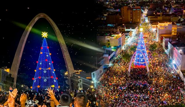 El árbol navideño de Tacna es uno de los atractivos turísticos más llamativos en la zona/Composición LR/Foto: Liz Ferrer