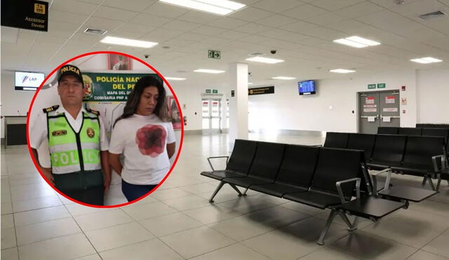 La Policía Nacional detuvo a Karla Salazar Gómez, fiscal adjunta provisional, en el aeropuerto de Piura por el presunto hurto de un bolso de otro pasajero. Foto: PNP/Turiweb