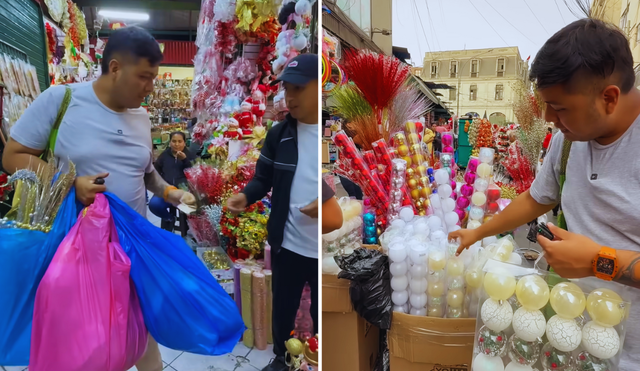 El joven peruano gastó en bolas navideñas, peluches y demás artículos de Navidad cerca de S/2.000. Foto: composición LR/