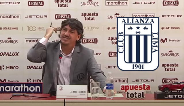 Jean Ferrari, en el 2024, tuvo enfrentamientos con dirigentes de Alianza Lima. Foto: composición LR/captura de YouTube/Universitario