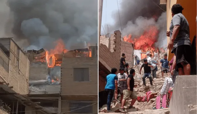 Fuego amenaza con extenderse por la zona afectada de San Juan de Lurigancho. Foto: Difusión