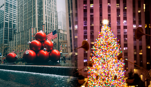 El tradicional árbol de Navidad será encendido en el centro de Nueva York | Composición: Ariana Espinoza