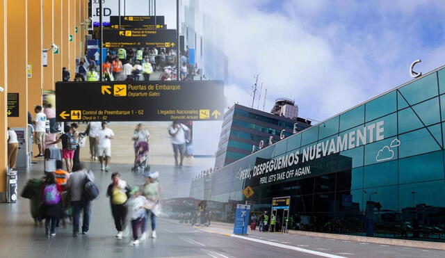 Usuarios dentro del Aeropuerto Internacional Jorge Chávez. Foto: Composición LR/Andina.