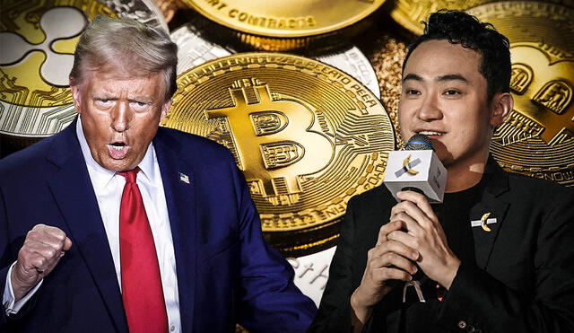 La inversión de 30 millones de dólares de Justin Sun en el proyecto de criptomonedas de Trump ha generado controversia. Foto: composición LR/AFP/Expansión