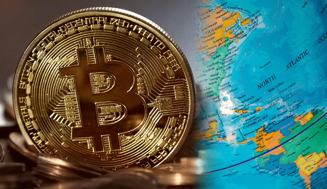 Bitcoin y mapamundo. Foto: composición LR/Pexels/CAF