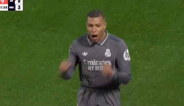 Kylian Mbappé selló la goleada del Real Madrid ante Girona. Foto: captura/ESPN