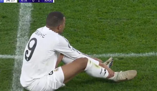 Kylian Mbappé no pudo continuar en el partido entre el Madrid vs Atalanta y salió lesionado. Foto: captura/ESPN