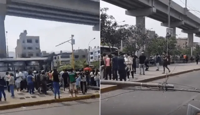 Así terminó un bus de Corredor Morado luego de chocar contra un poste en SJL. Foto: Captura Canal N