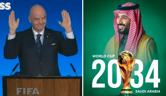 El presidente de la FIFA se encargó de anunciar la elección de Arabia Saudita para el Mundial 2034. Foto: composición LR/FIFA