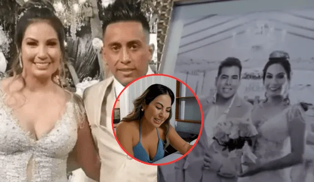 Con el vestido de bodas que usó en su matrimonio con Christian Cueva, Pamela López protagoniza el videoclip de Orquesta Candela. Foto: Composición LR/ATV/Instagram