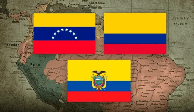 La similitud entre las banderas de Ecuador, Colombia y Venezuela. Foto: Composición LR / Freepik.