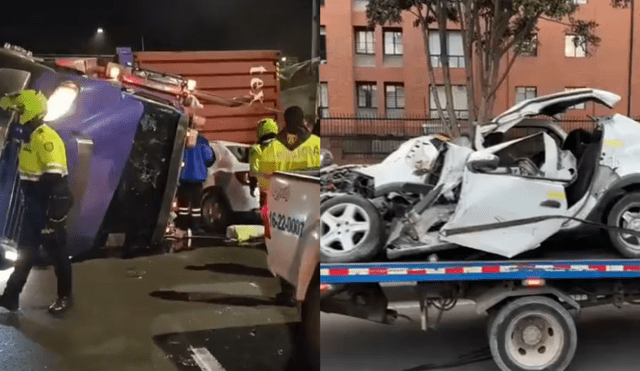 Las autoridades capturaron al responsable del accidente en Bogotá y cerraron temporalmente la vía, lo que ha generado una inmensa congestión vehicular. Foto: captura de video/Kevin Díaz/ Citytv.