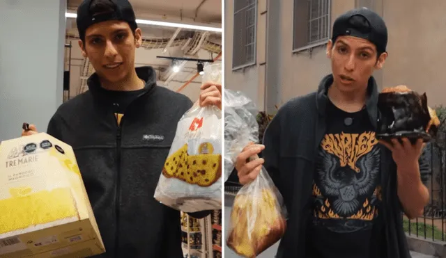 El youtuber peruano comparó el panetón en bolsa de Wong con otro de procedencia italiana conocida como Tre Maria. Foto: composición LR/Youtube/Vicente Visla