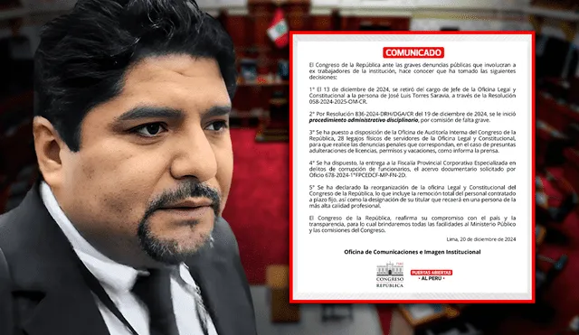 El Congreso removerá a todos los trabajadores de la oficina Legal y Constitucional que lideraba Jorge Torres Saravia. Foto: Composición/LR