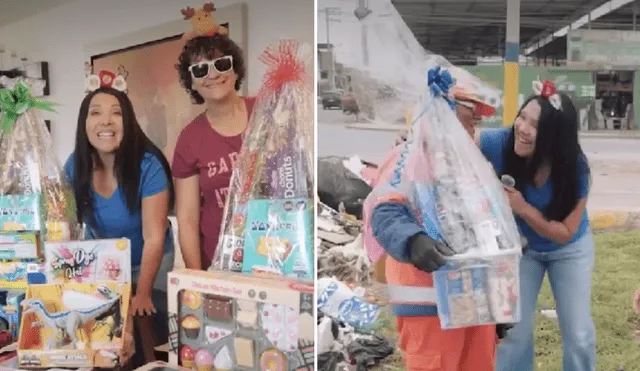 Tula Rodríguez sorprendió con canastas a trabajadores de la calle. Foto: Composición LR/Tula Rodríguez/Instagram