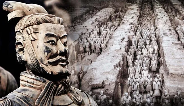 El Ejército de Terracota en Shaanxi, China, sorprende con el hallazgo de una rara estatua de un alto oficial militar en el pozo número 2, revelando detalles sobre la organización de la dinastía Qin. Foto: composición LR/Danny Lehman/Slices of Light