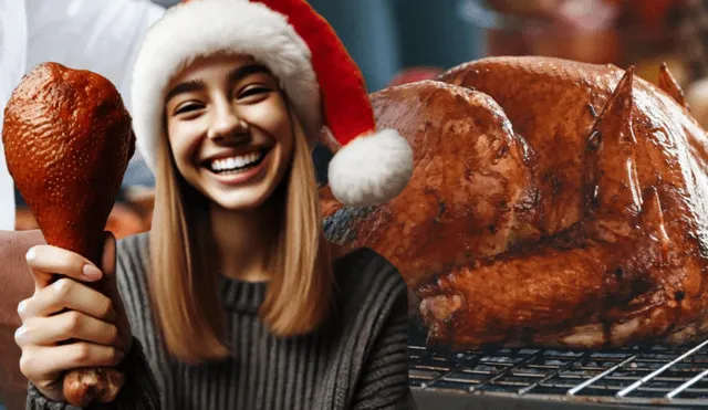 A días de Navidad, los usuarios preparan pavo horneado, una carne tradicional. Foto: Composición LR/Difusión/IA