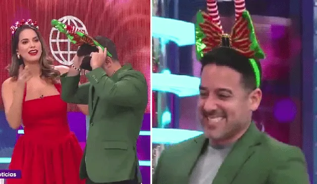 Valeria Piazza transformó a Óscar del Portal como "duende navideño". Foto: Composición LR/Captura América TV