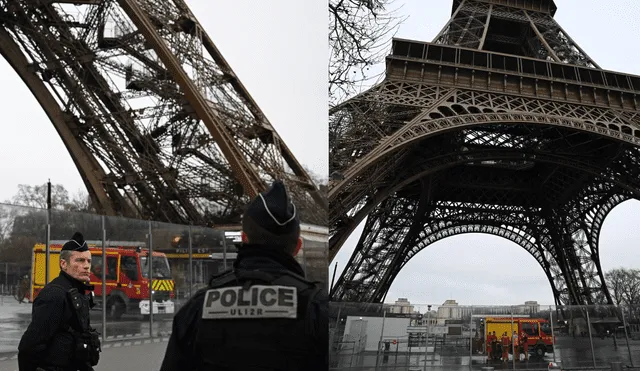 El incidente se produjo entre la segunda planta y la cima de la Torre Eiffel. Foto: composición LR/AFP.