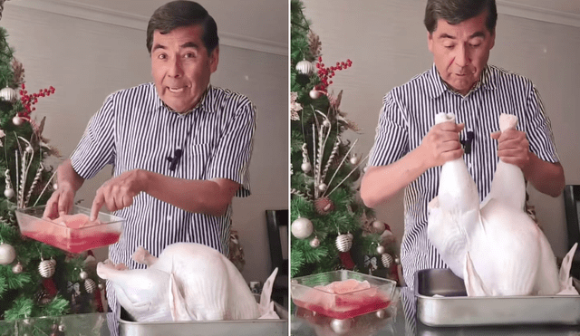 Video de TikTok de Jaime Delgado en el que pesa un pavo sin hielo. Foto: composición LR/captura/TikTok - Jaime Delgado