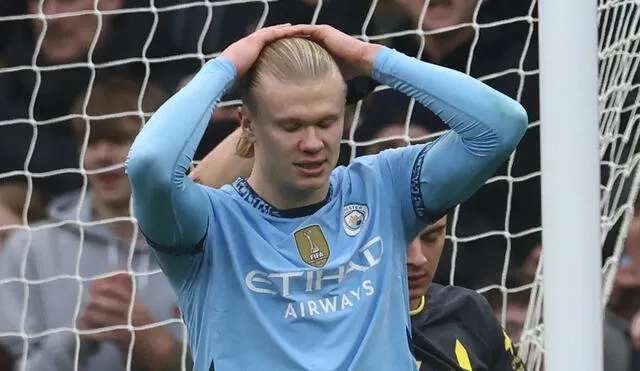 Erling Haaland falló un penal que pudo poner adelante en el marcador a Manchester City contra Everton. Foto: AFP