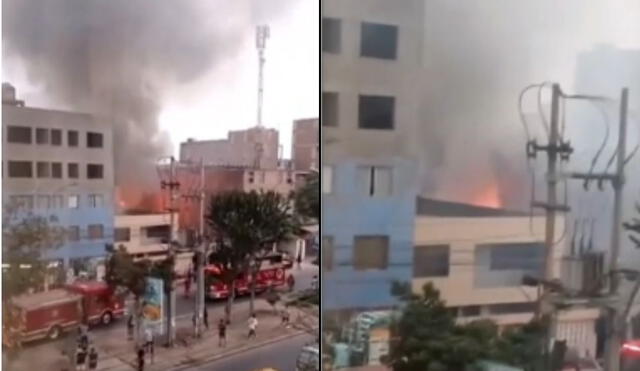 Incendio de grandes magnitudes se reporta en San Martín de Porres. Foto: captura Canal N