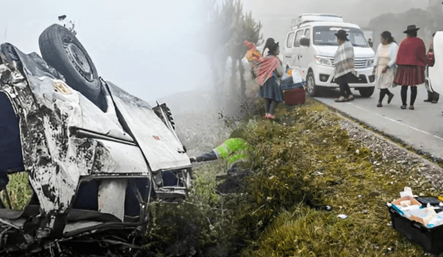 Combi quedó totalmente destrozado a consecuencia del accidente. Foto: composición de Jazmin Ceras/ difusión