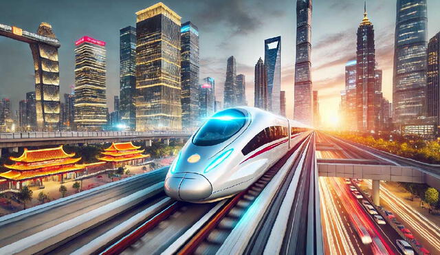 on innovaciones como frenos cerámicos y diseño aerodinámico, el CR450, el tren bala más rápido del mundo, demuestra el liderazgo de China en tecnología ferroviaria. Foto: DALL.E