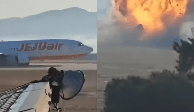 Un avión se estrella en Corea del Sur el domingo 29 de diciembre (horario surcoreano). Foto: captura de video/X/@BreakingAlerter.