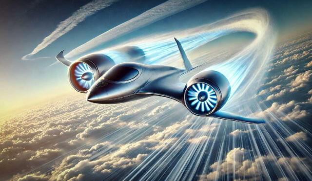 El avión Yunxing, impulsado por el innovador motor supersónico JinDou400, promete despegues verticales y velocidades de hasta 5.000 km/h, posicionando a China como líder en tecnología aeronáutica. Foto: DALL.E