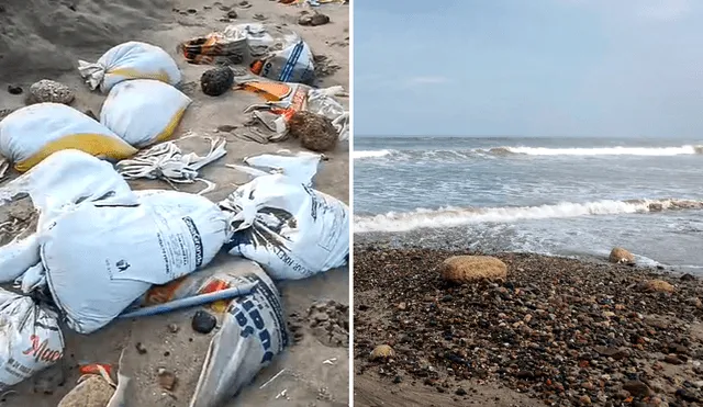 La playa de Máncora se transformó en un balneario de piedras. Foto: composición LR/Maribel Mendo