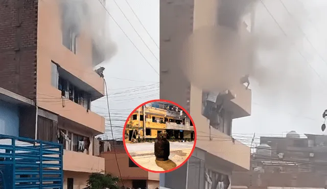 Los vecinos ayudaron a los menores, quienes habían saltado desde el tercer piso de la vivienda para escapar del incendio. Foto: Composición LR