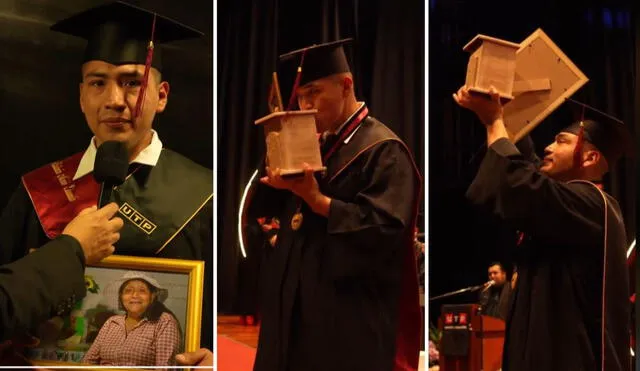 Joven dedica su graduación a su madre fallecida. Foto: composición LR / captura