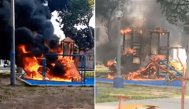 Incendio destruyó gran parte de los juegos infantiles. Foto: Rosa Quincho - La República