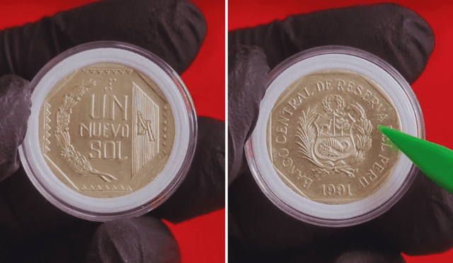 Esta moneda de S/1 de 1991 lleva la firma de su diseñador escondido en el anverso. Foto: composición LR/TikTok/@Numismaticainca