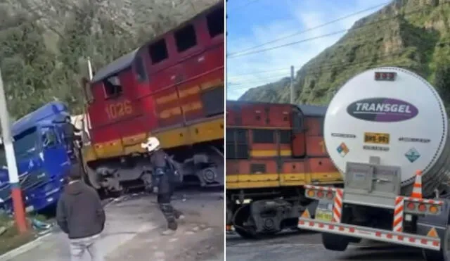 Accidente de tránsito en la Carretera Central: Camión cisterna impacta con tren en Chicla. Foto: difusión/Diviandes