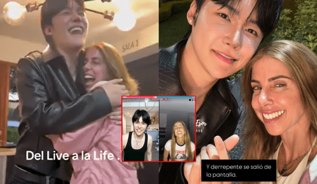 El tiktoker coreano Yun sorprendió a Fiorella Cayo en Lima tras semanas de interacción en redes. Foto: Composición LR/TikTok