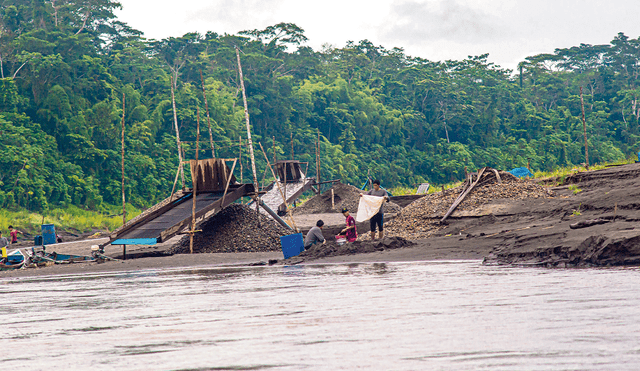 En las comunidades awajún de Pagata y Kusu Kubaim, Convoca ha documentado la presencia de 19 dragas en el río Comaina. Foto: Gabriel García