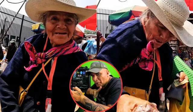 La adulta mayor se emocionó al recibir el dinero. Foto: Canal de Youtube - Dilo Nomas