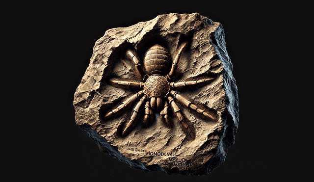 Megamonodontium mccluskyi es una araña megalomorfa perteneciente a la familia Barychelidae, conocida por especies actuales como las arañas trampilla. Foto: IA/La República.