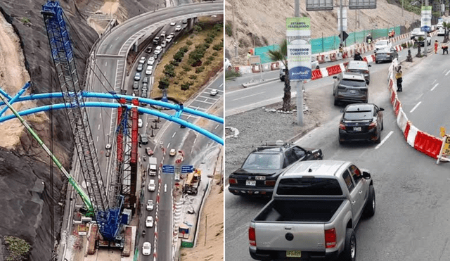 Conductores sufren largos colas en horas punta para avanzar hacia la Costa Verde por la paralización de las obras. Foto: Difusión