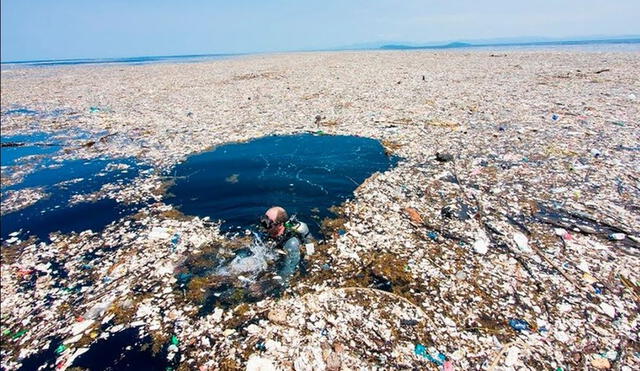 Peligro. La isla está formada por bolsas y otros envases.