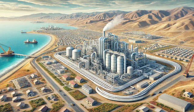 China compite con empresas internacionales por construir la planta desalinizadora en Coquimbo, Chile, un megaproyecto para enfrentar la crisis hídrica en América Latina. Foto: Dall.E