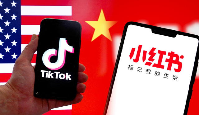 Miles de usuarios estadounidenses migran a Xiaohongshu, la app china que se posiciona como la alternativa a TikTok, tras la posible prohibición de esta última en Estados Unidos. Foto: composición LR/AFP